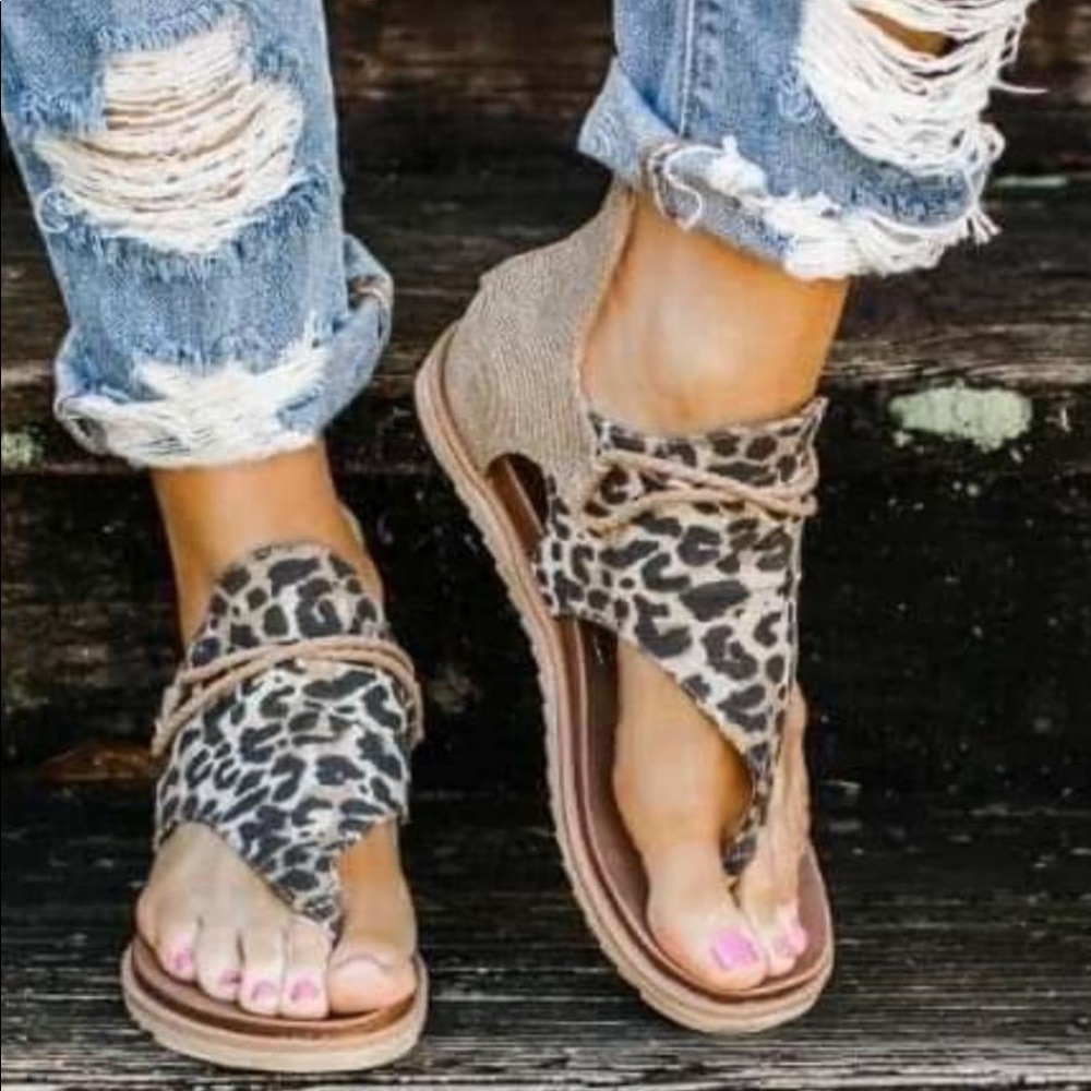 New Sparta Tan Leopard sandals